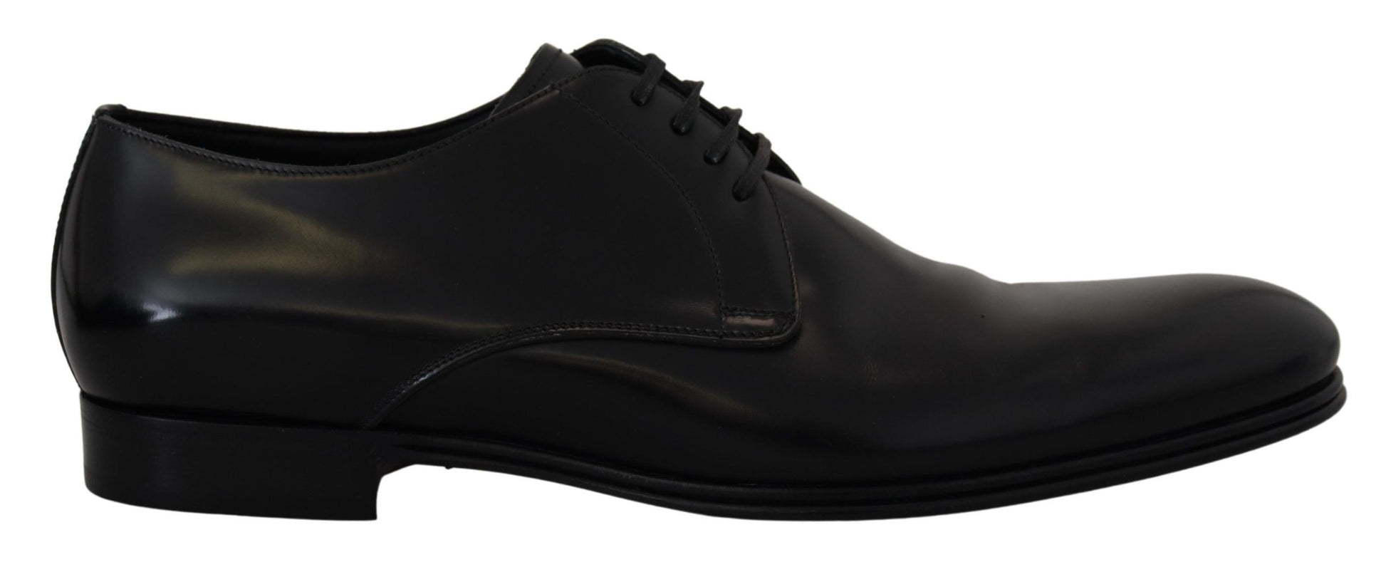 Black dress shoe with laces and a small heel