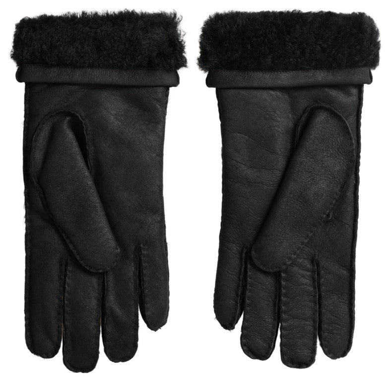 Pair of black leather gloves