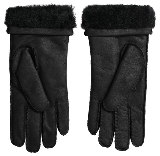 Pair of black leather gloves