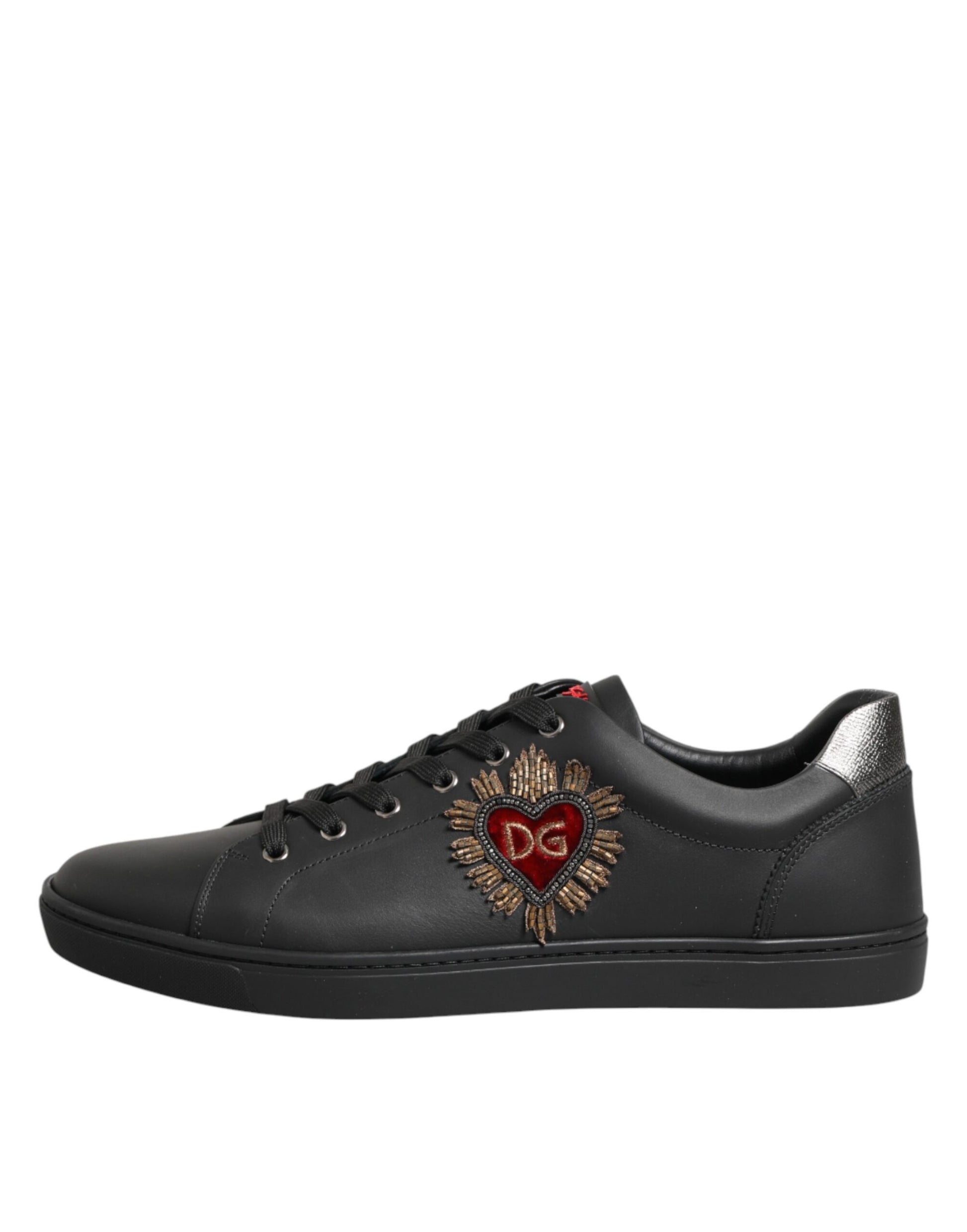 Black sneaker with heart design on side