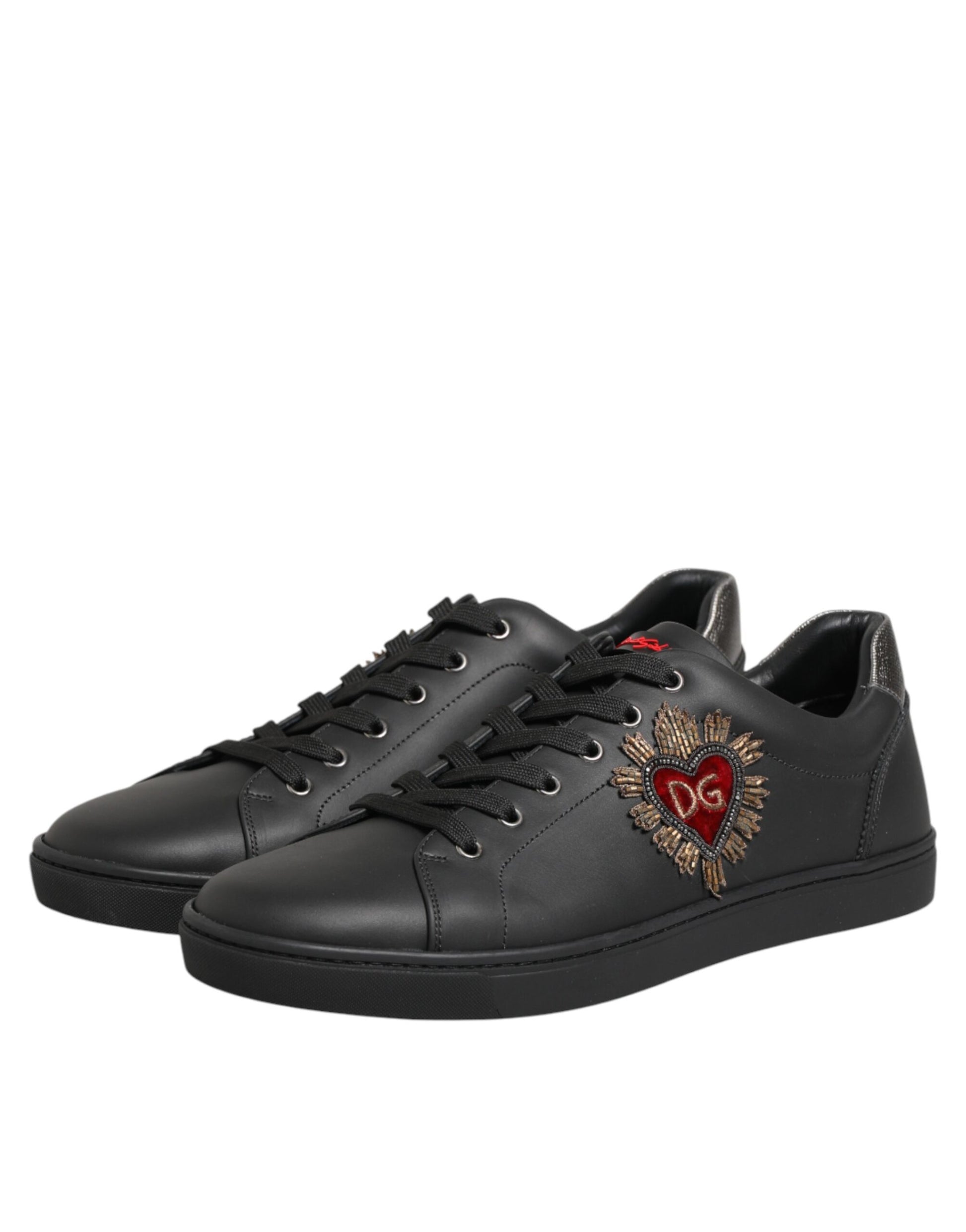 Black sneakers with a heart design on side