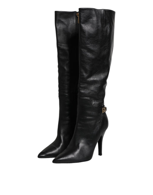 Pair of black knee high boots