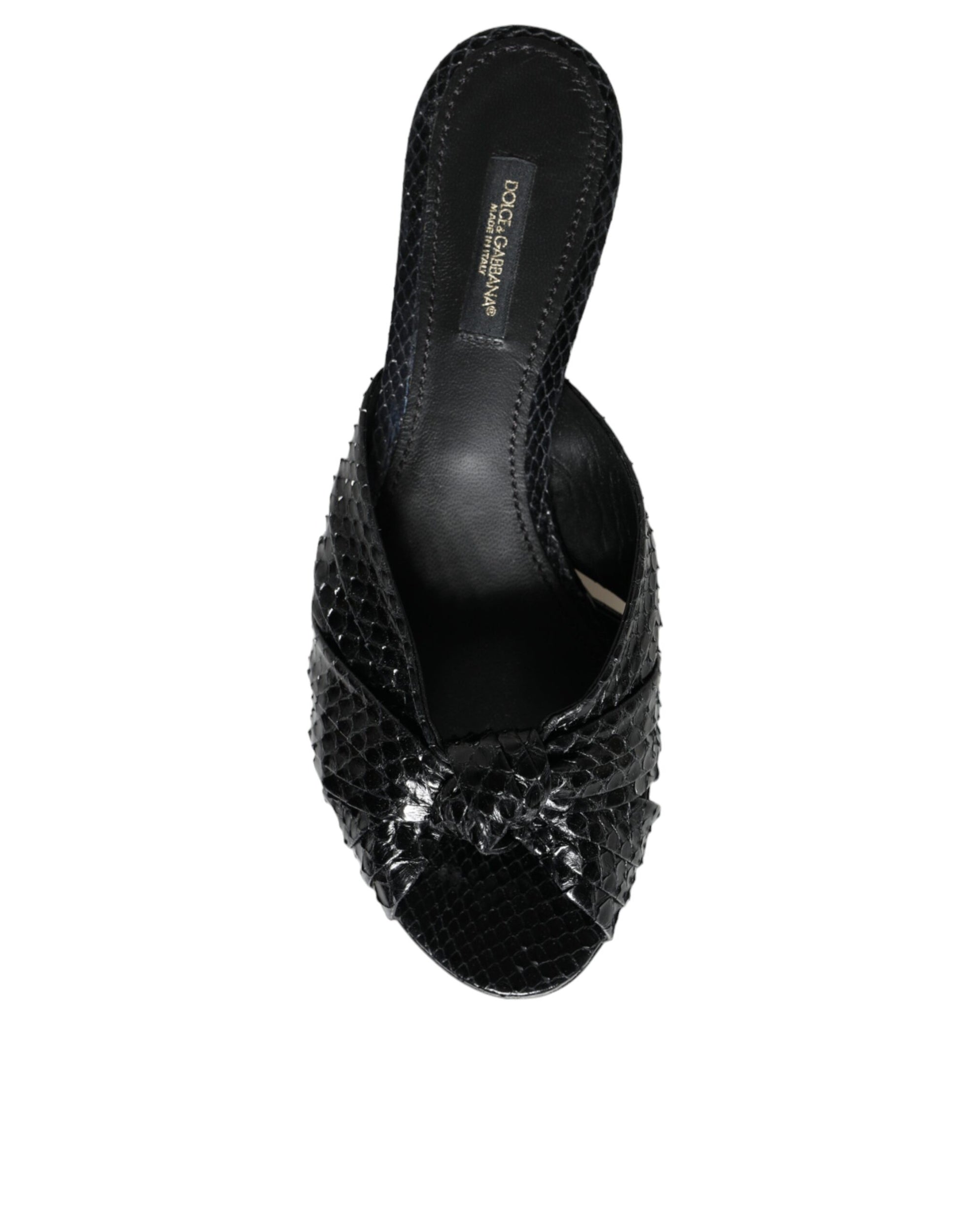Black glittery women's sandal with strap over foot