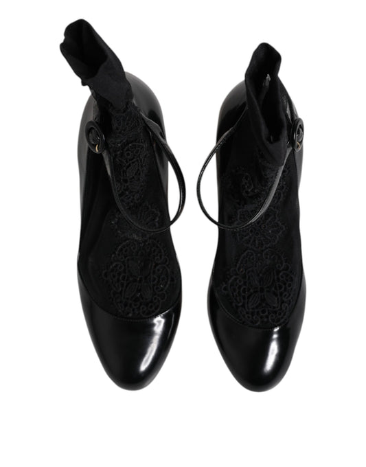 Pair of black boots with laces
