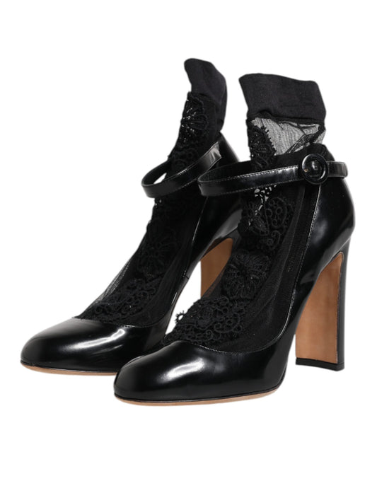 Black lace up boots with heels