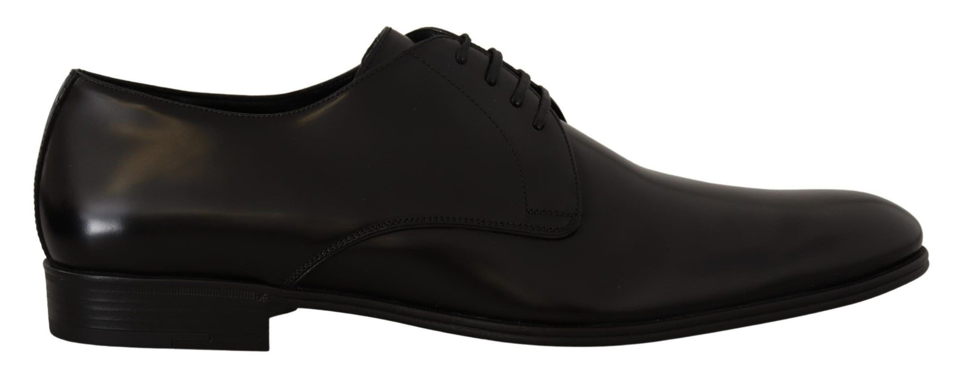 Pair of black dress shoes with laces