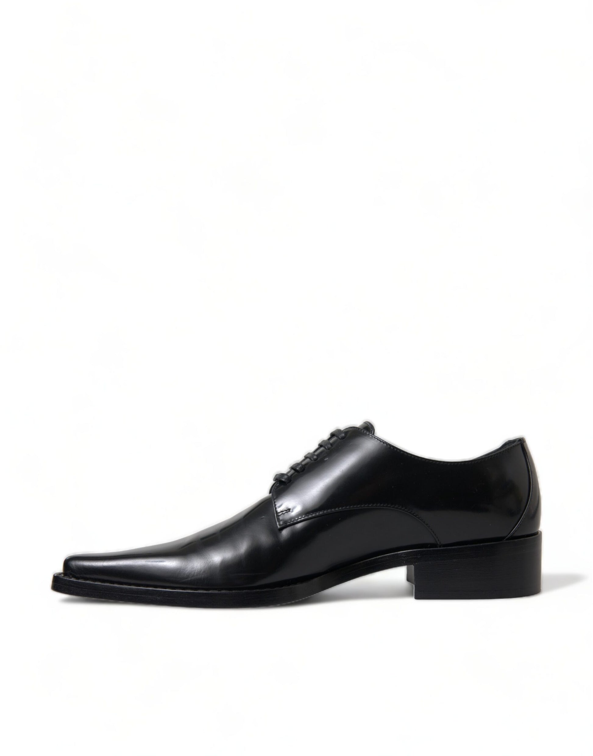 Black dress shoe with laces and a strap across the top