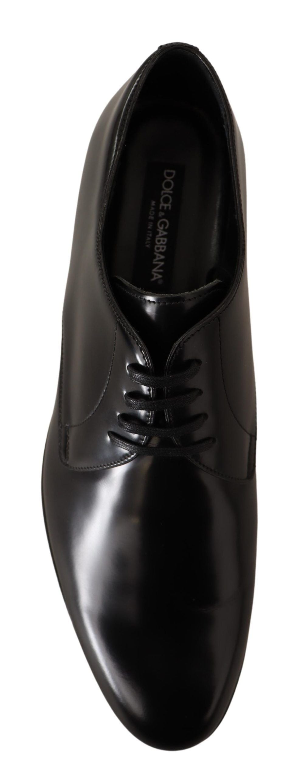 Black dress shoe with laces and a small heel