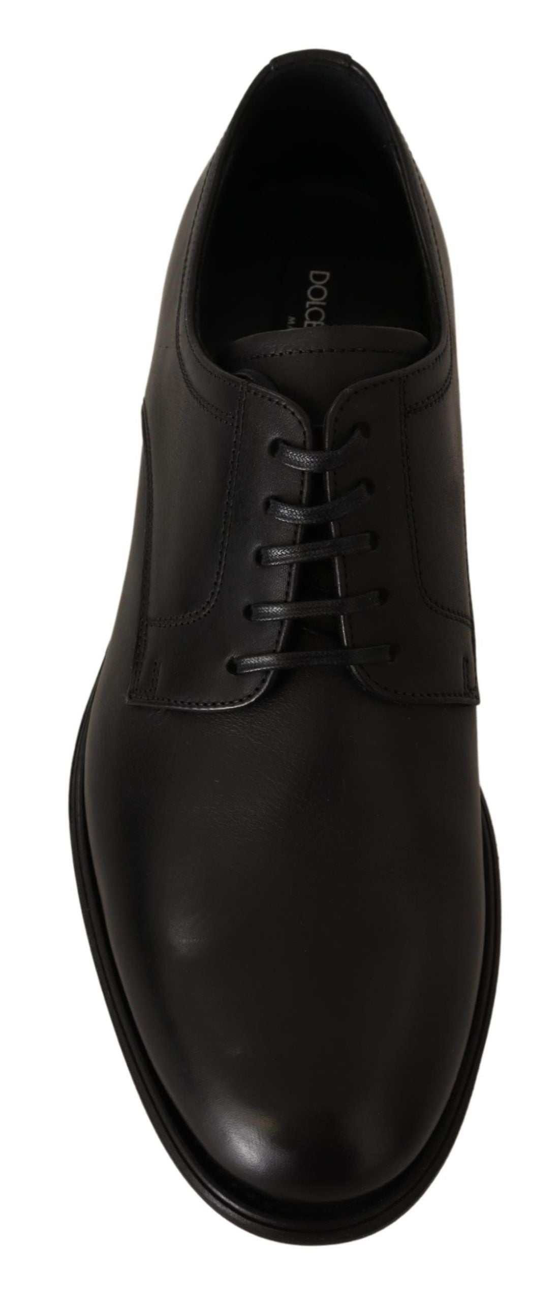 Black dress shoe with laces and a small heel