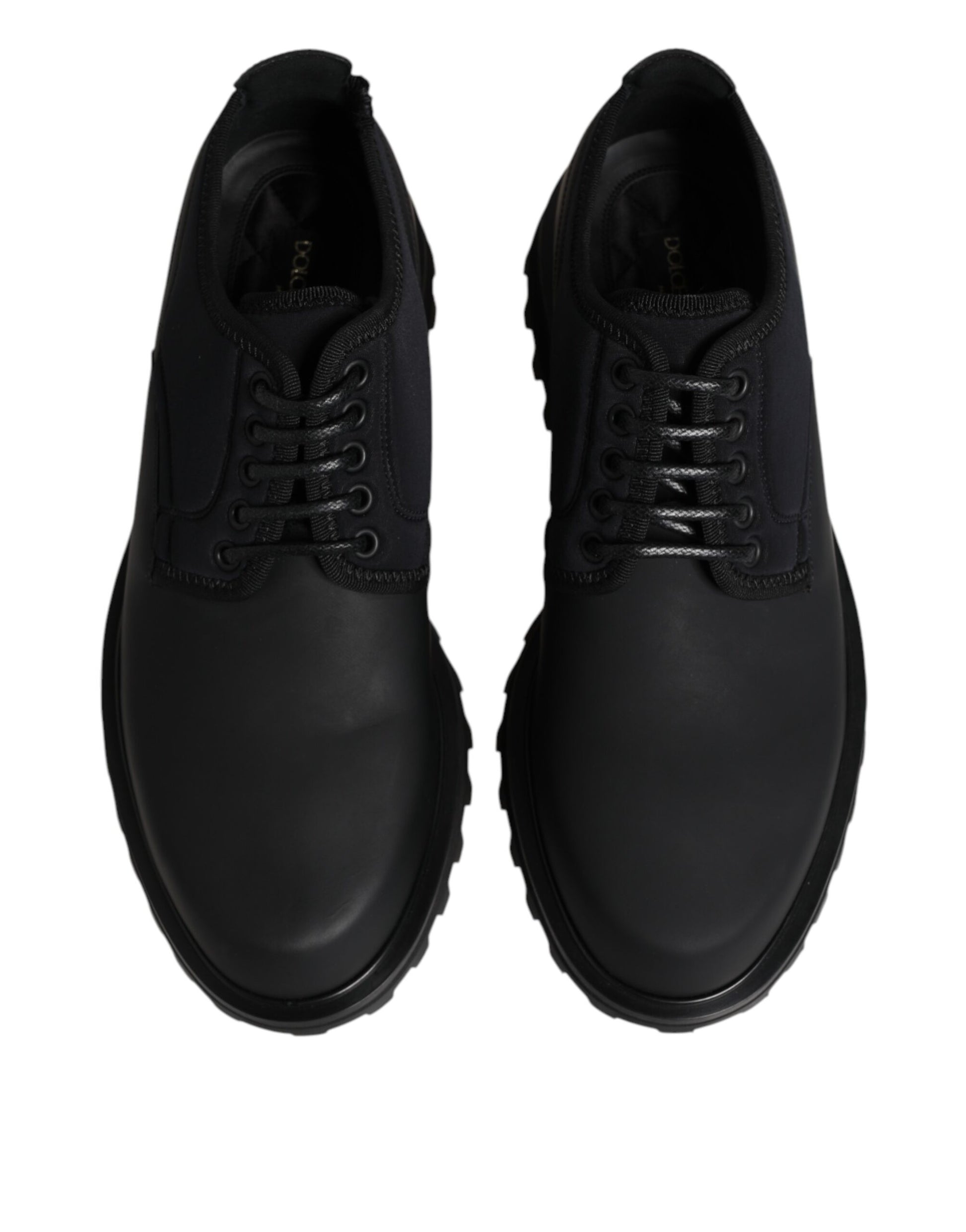 Pair of black leather lace-up shoes with rubber sole, designed by Dolce & Gabbana
