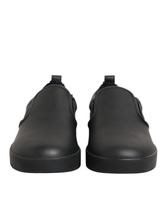 Pair of black shoes with thick soles