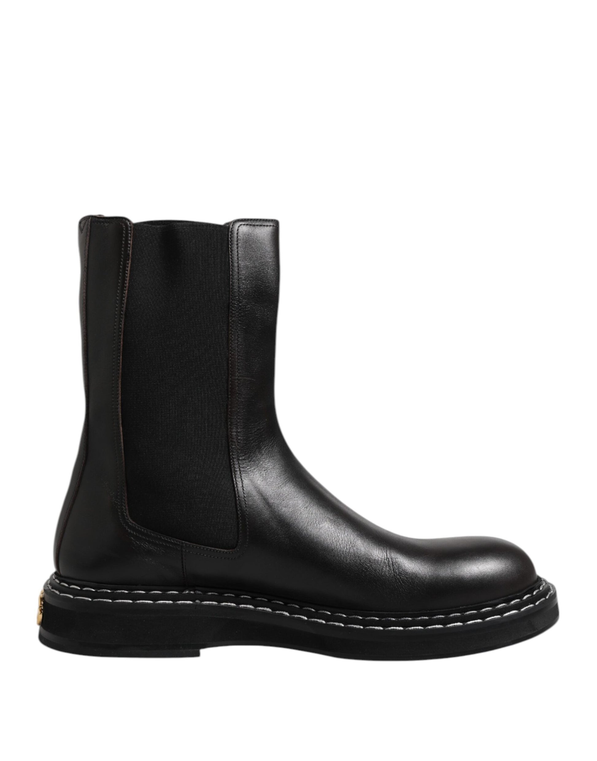 Black leather boot with a thick sole