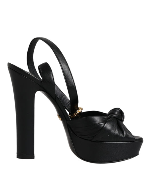 Black high heel shoe with strap detailing