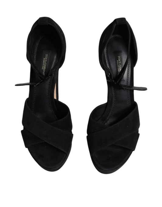 Pair of black strappy heels