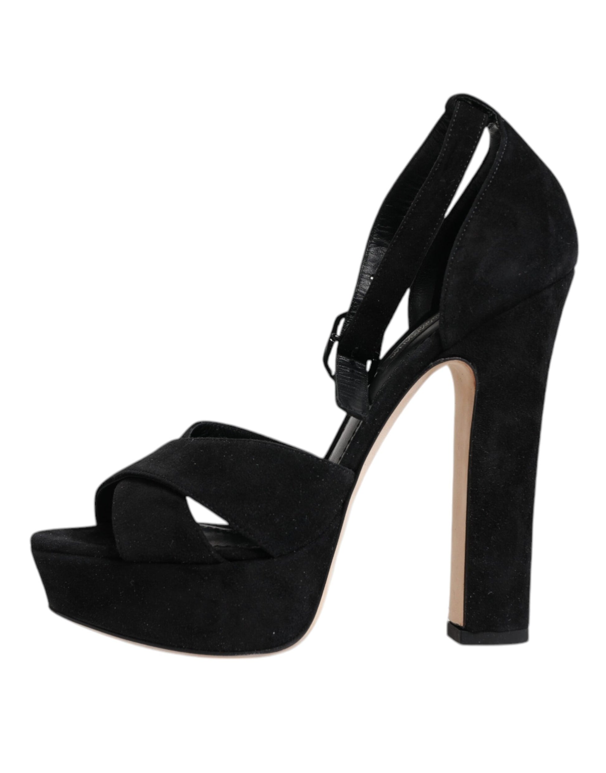 Black high heel shoe with ankle strap