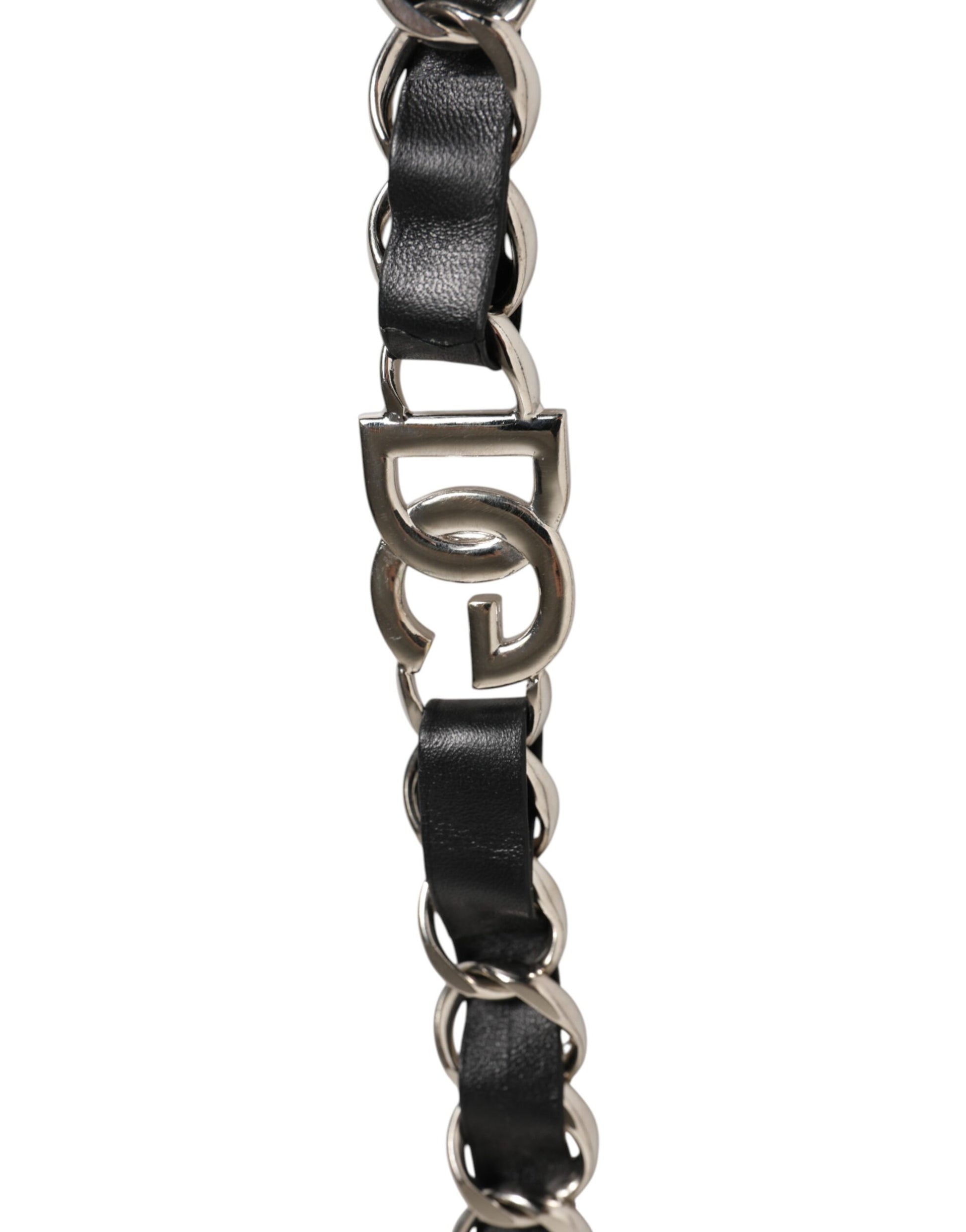 Black leather bracelet with silver clasp