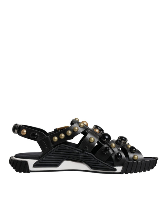 Black sandal with multiple straps and buckles