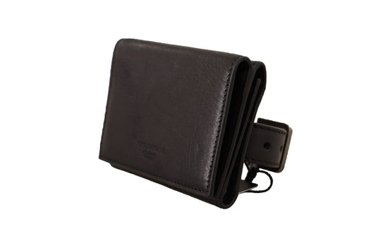 Black leather wallet with card slots