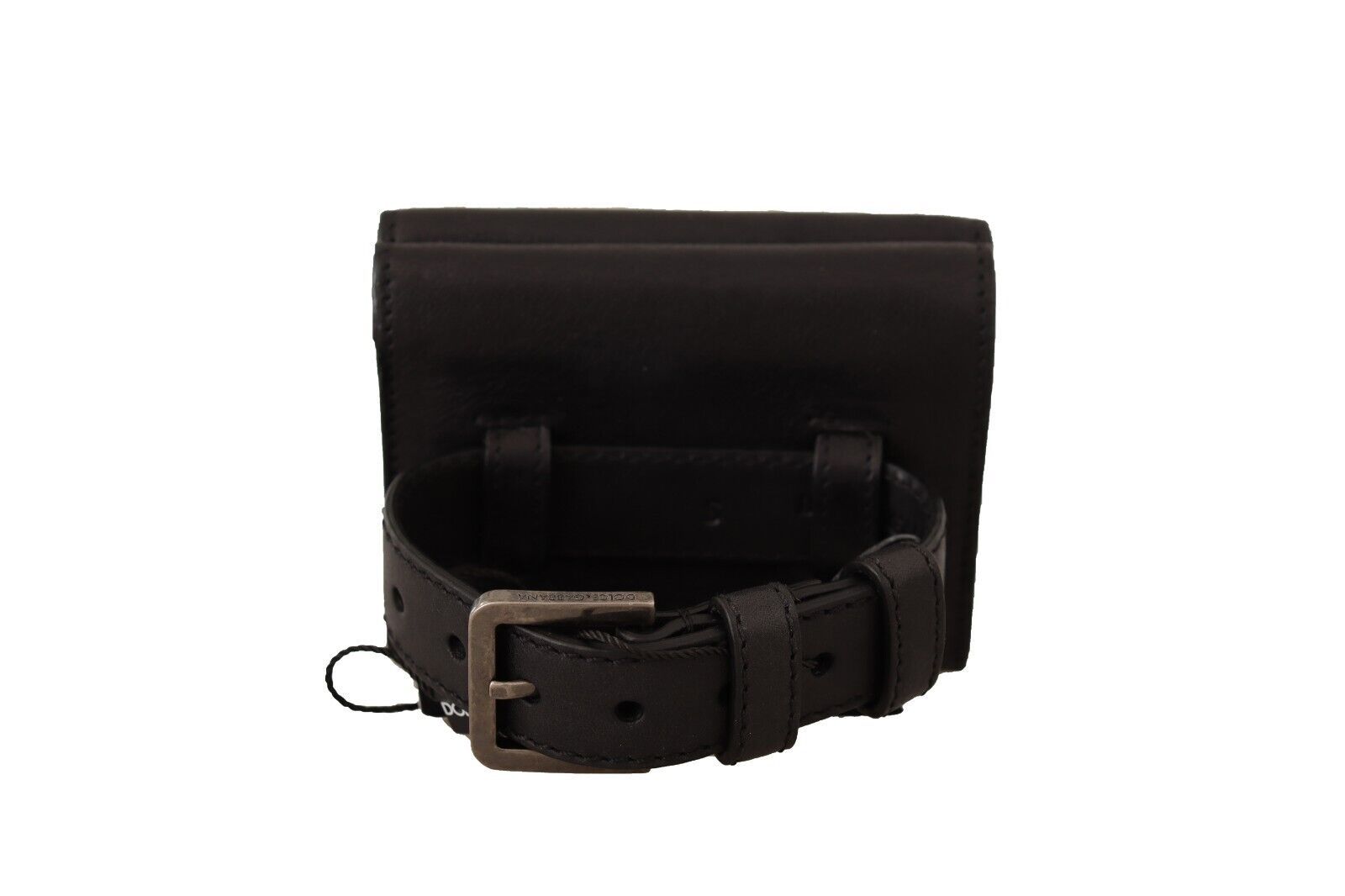 Black leather belt in a box