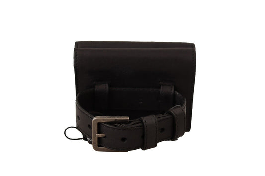 Black leather belt in a box