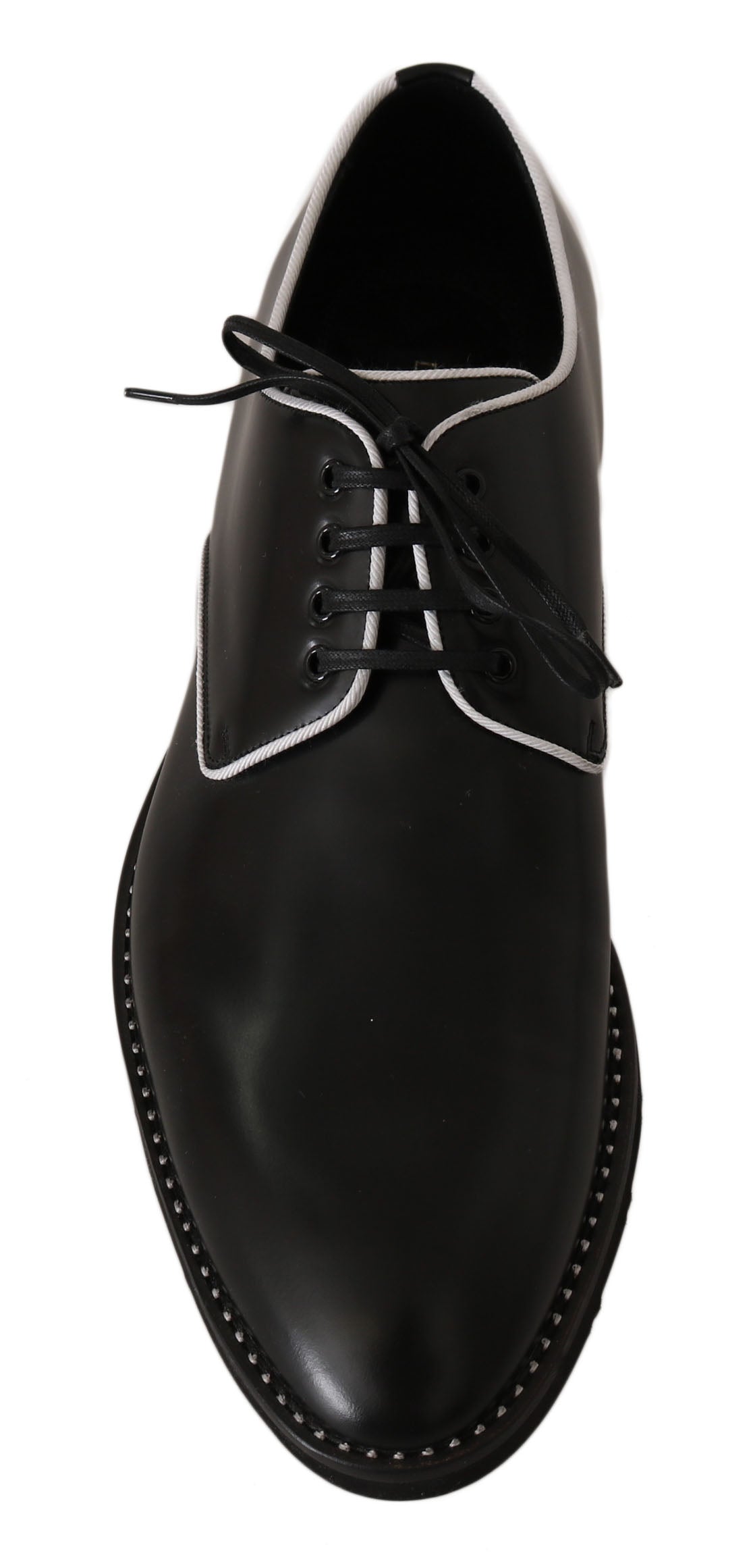 Black dress shoe with laces and a small heel