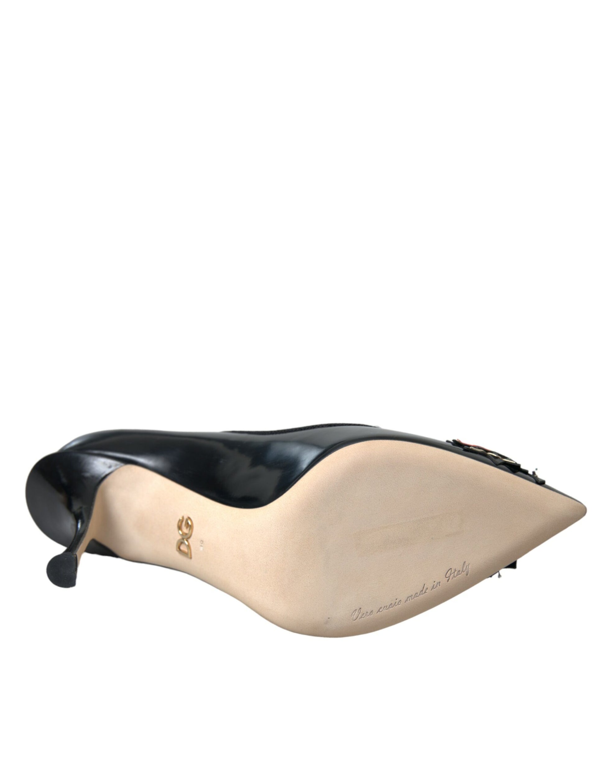 Black shoe with tan toe cap