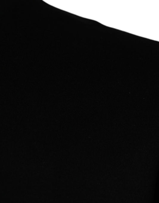 Black fabric item on display