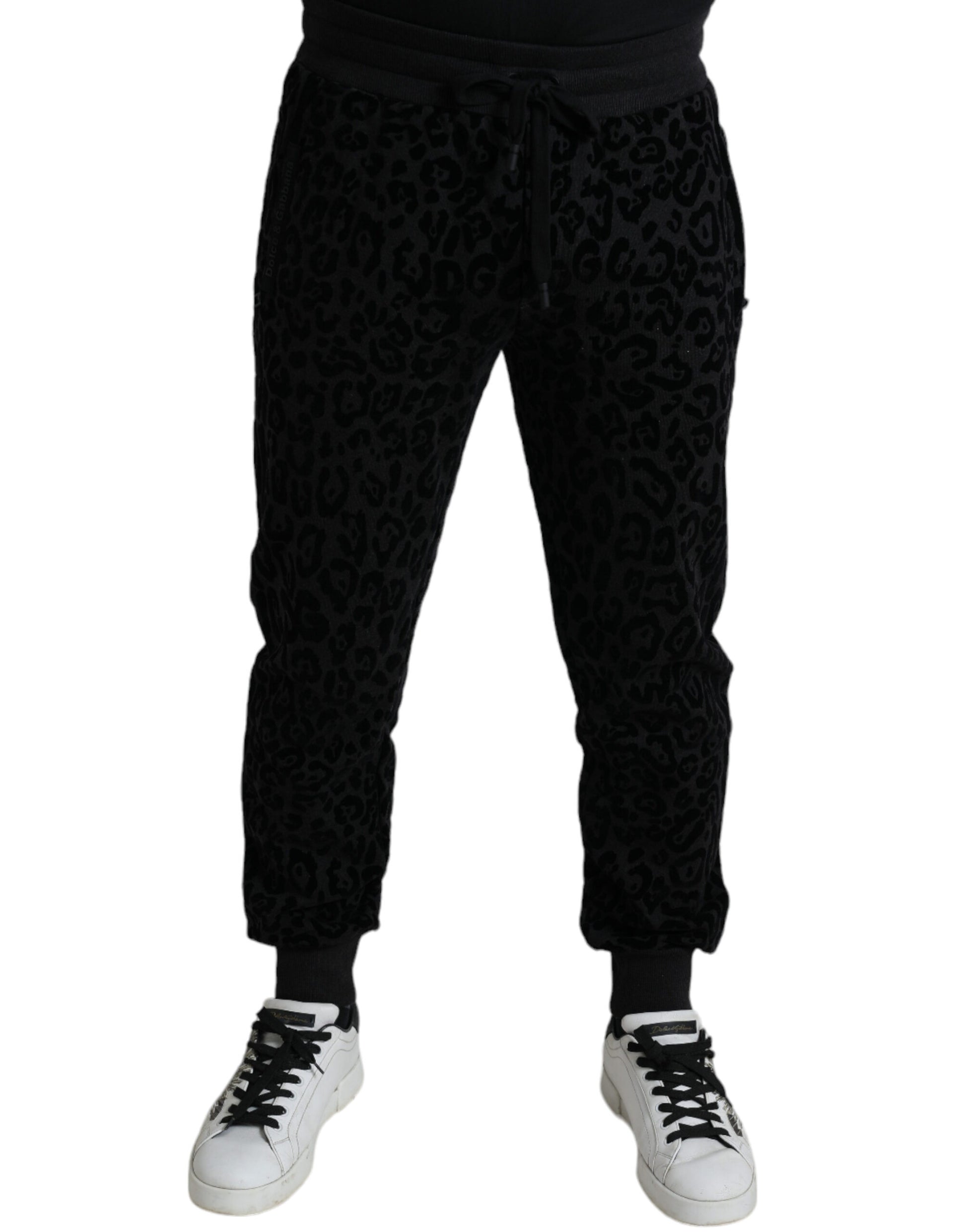 Black pants with white print
