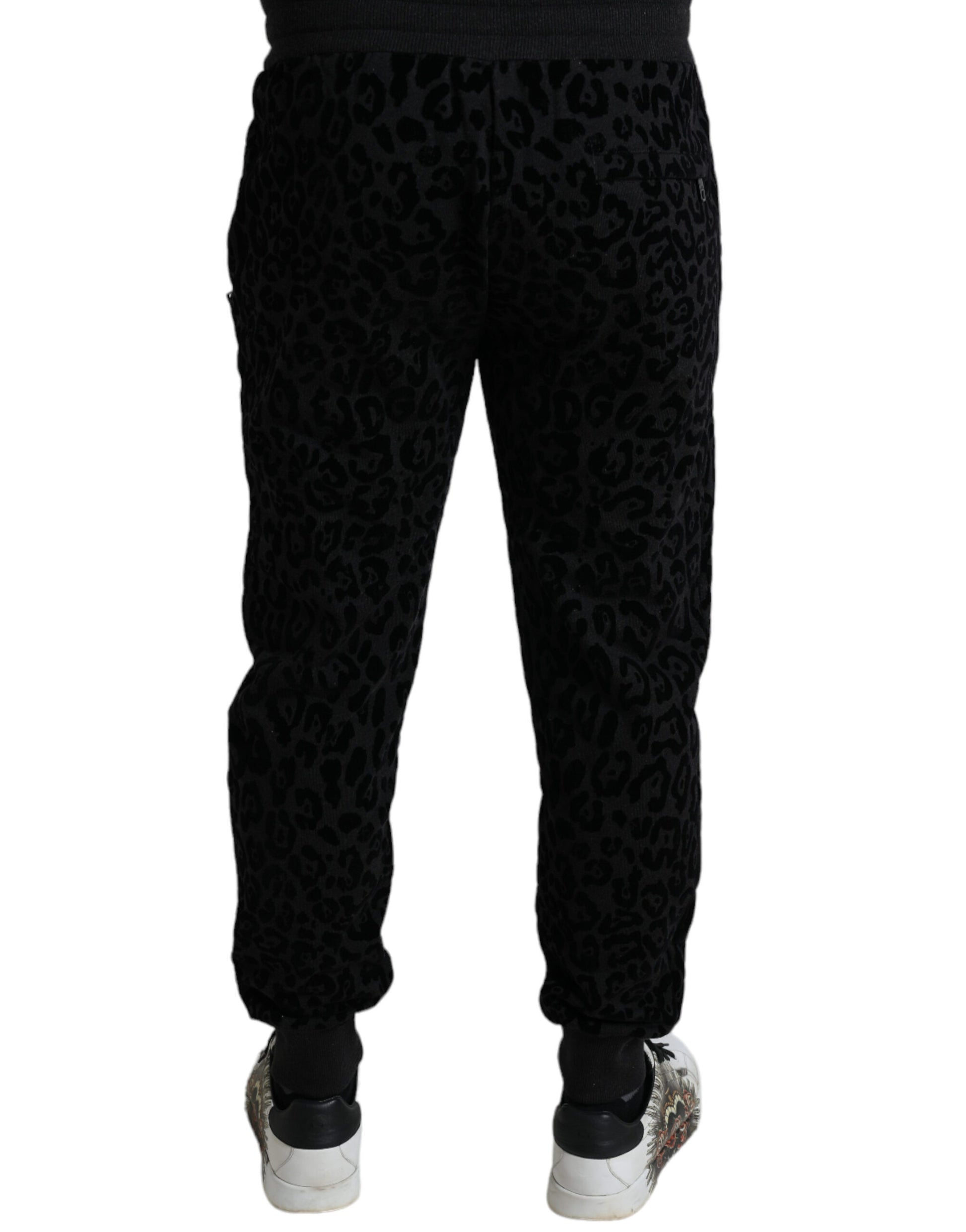 Black leopard print sweatpants