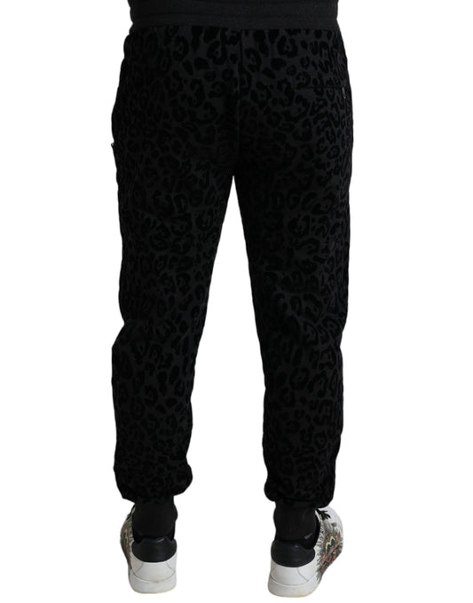 Black leopard print sweatpants