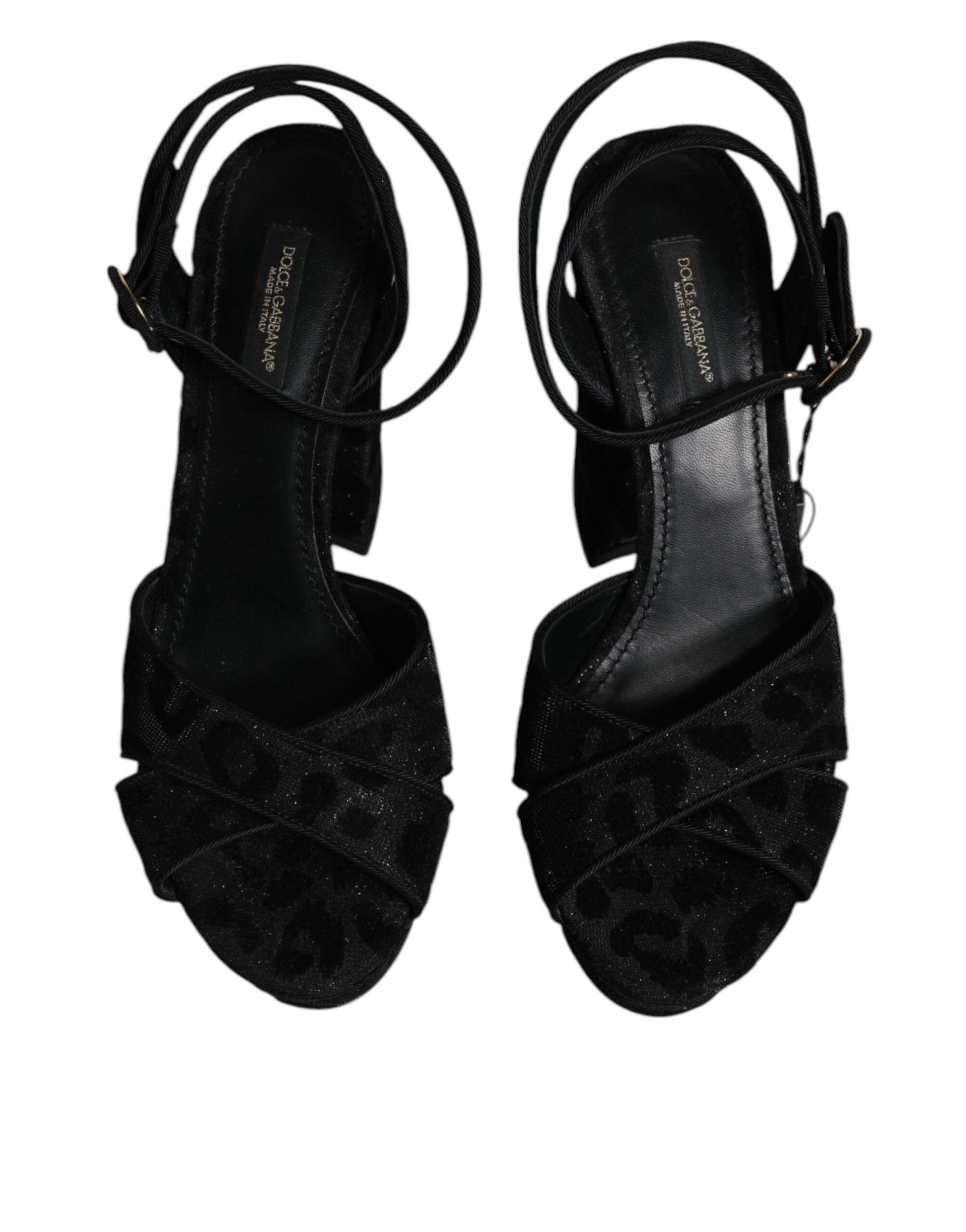 Pair of black glittery women's sandals