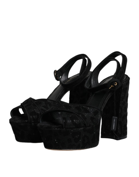 High heel shoes with glittery fabric and straps