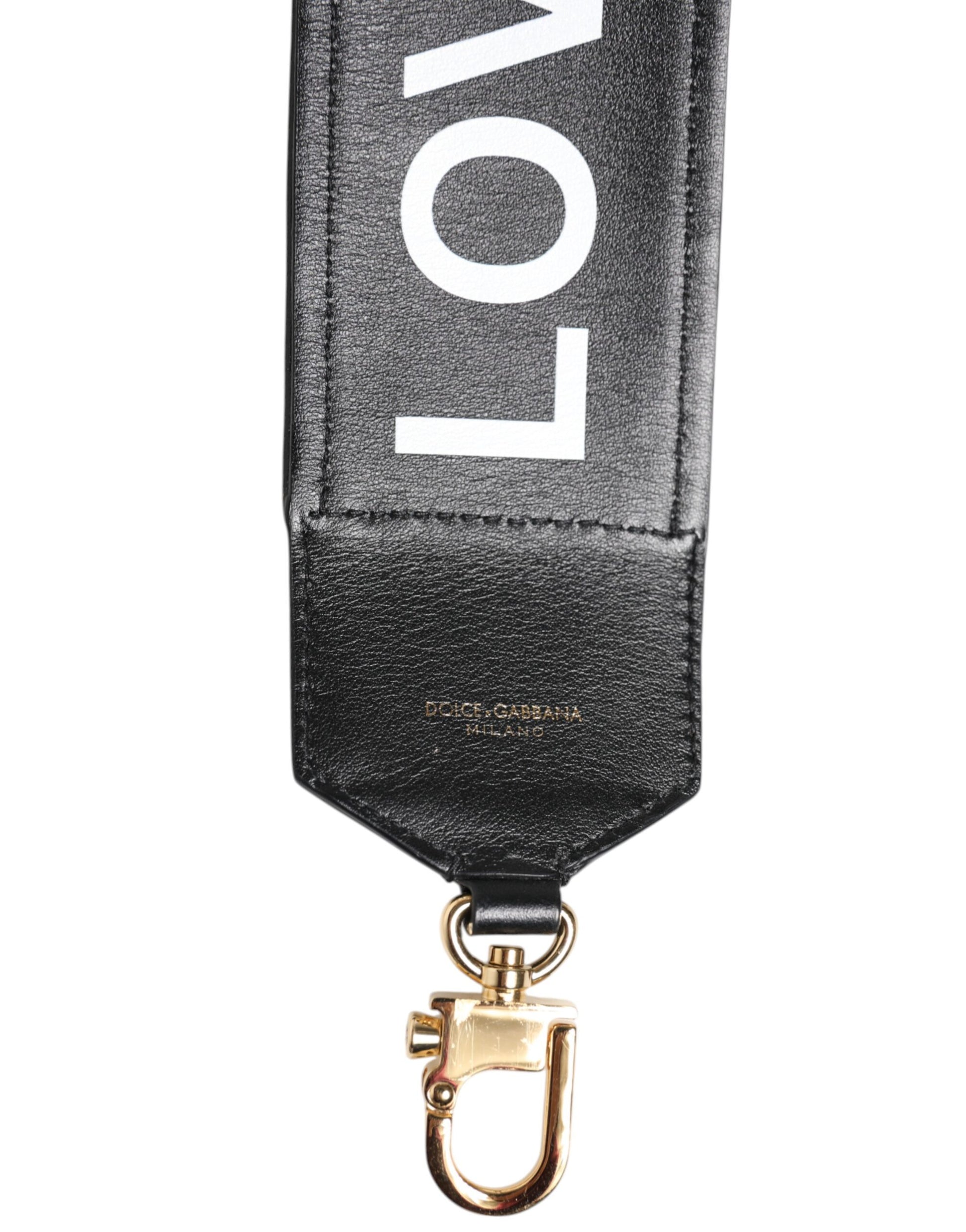 Black leather keychain with gold ring and hook