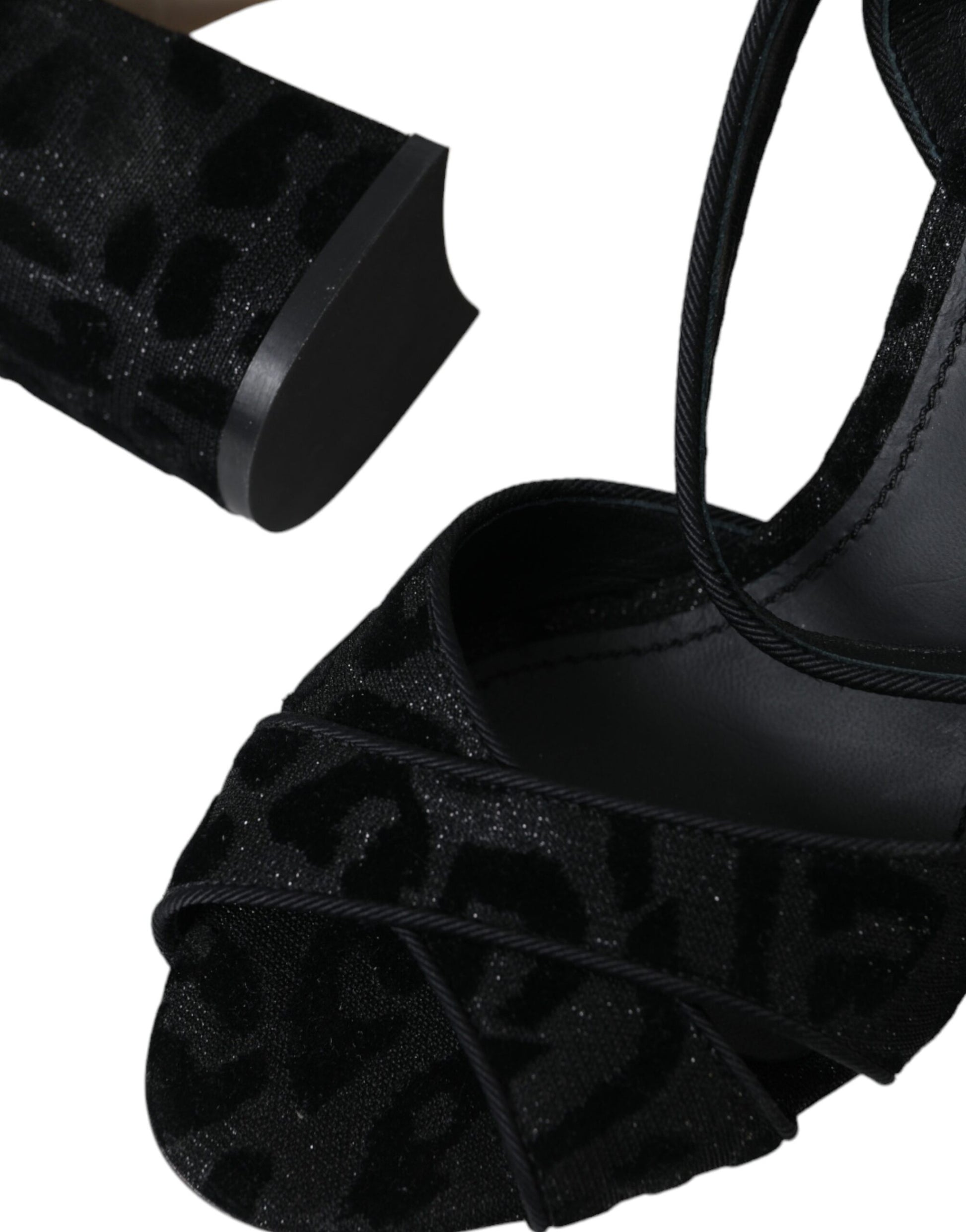 Black ballet flat shoes with glittery pattern on top
