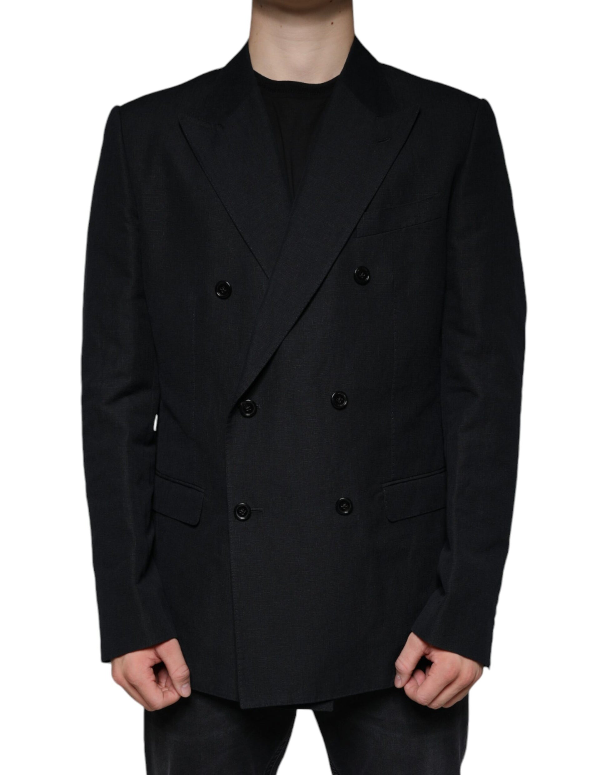 A black linen double breasted blazer from Dolce & Gabbana
