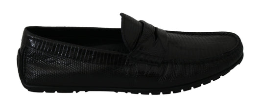 Black slip on shoe with a patterned sole