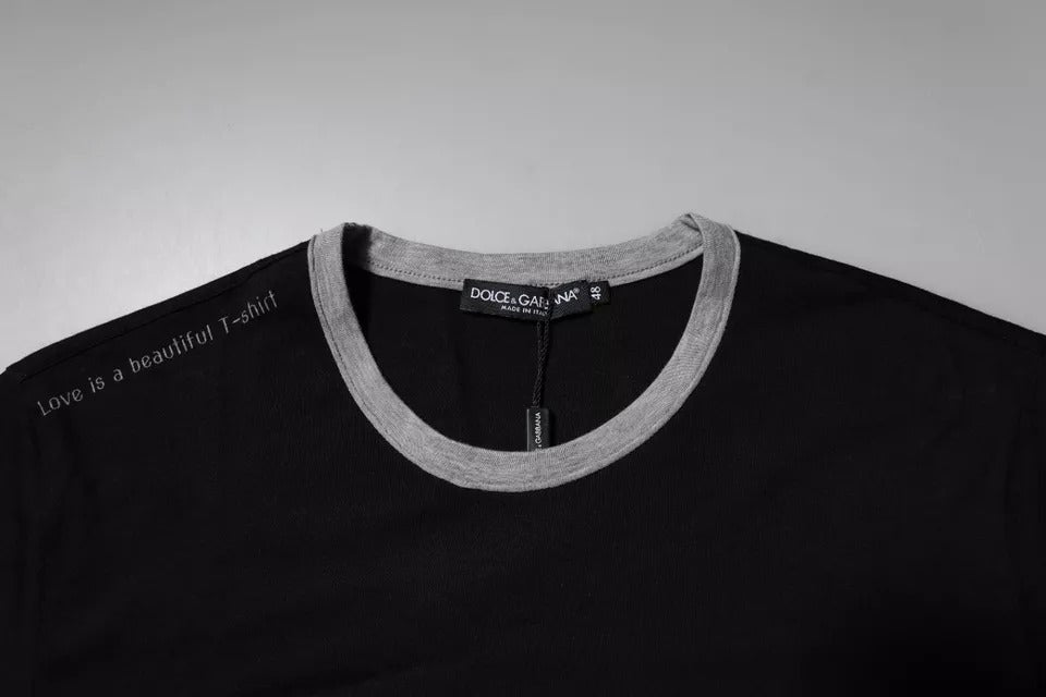 Black long sleeve shirt with gray trim on neckline