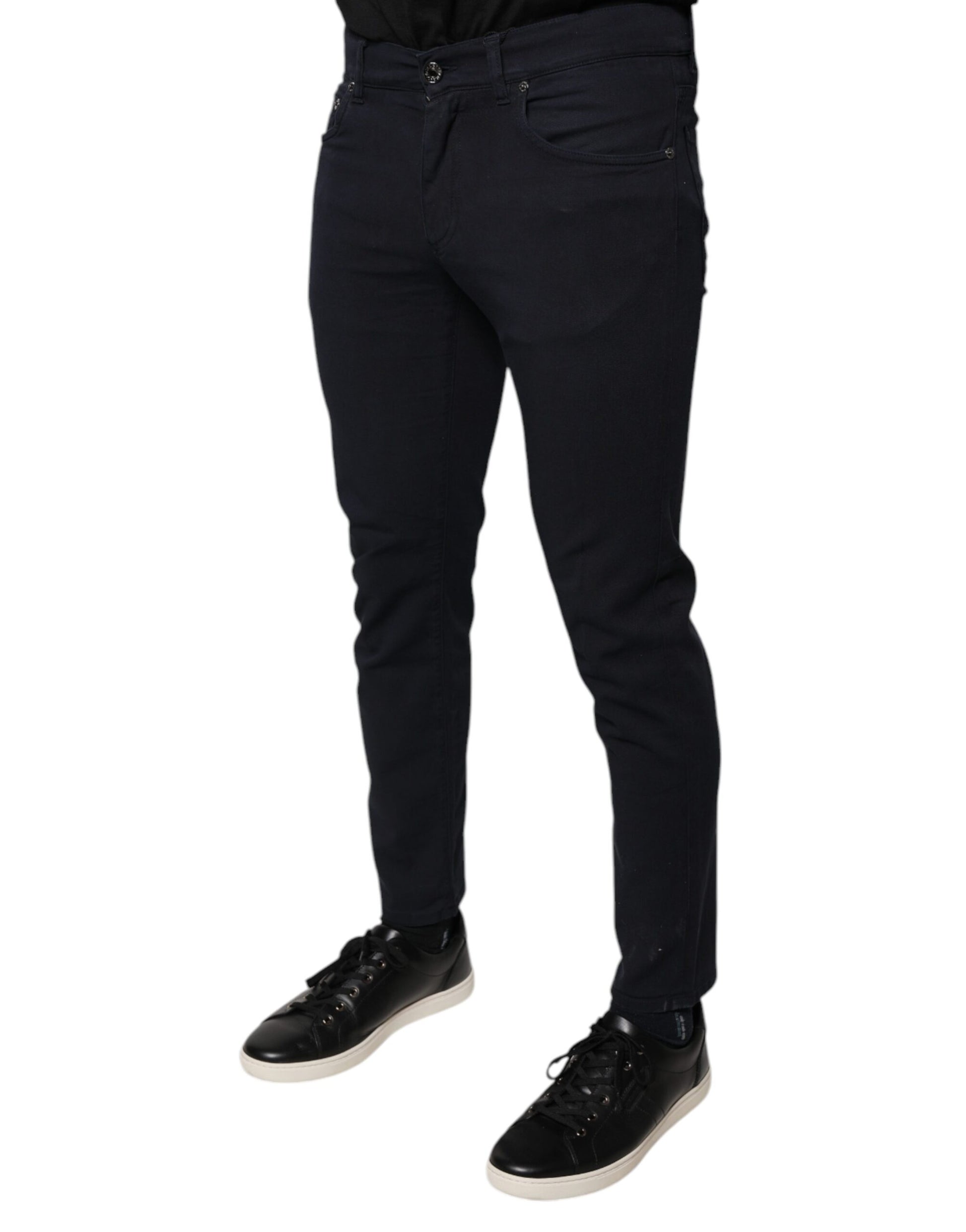 Pair of dark blue jeans on a mannequin