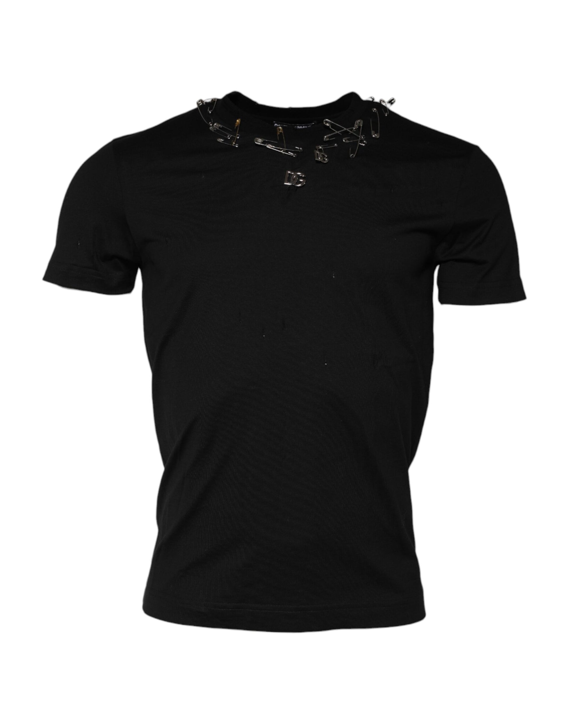 Black short sleeved shirt with embroidered design on front