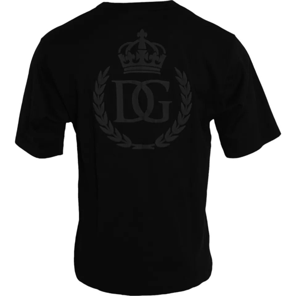 Black t-shirt with embroidered logo on back