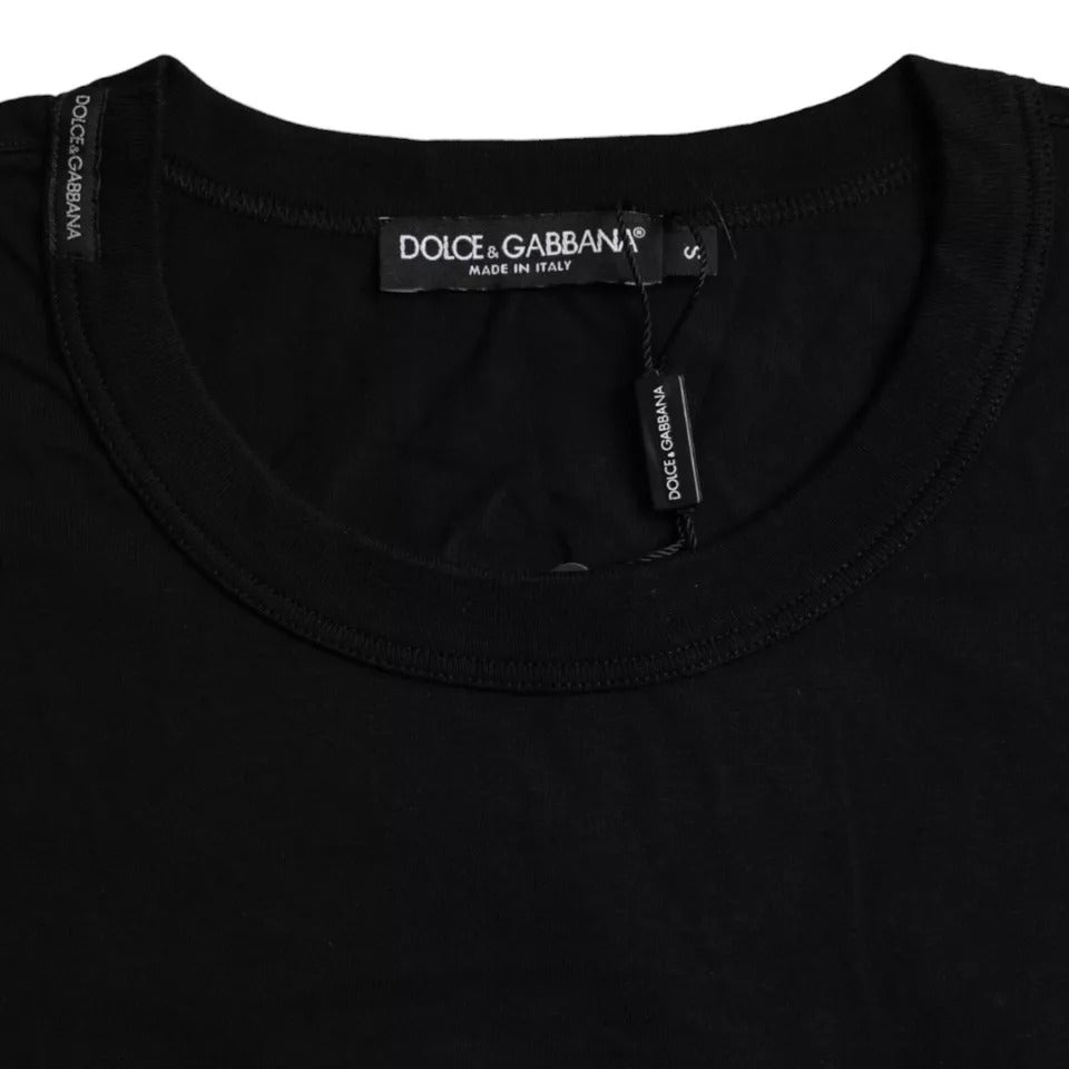 Black t-shirt with tag on neck
