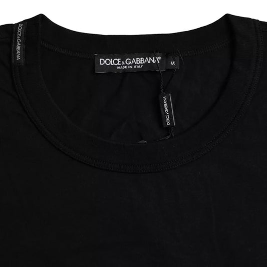 Black t-shirt with tag on neck