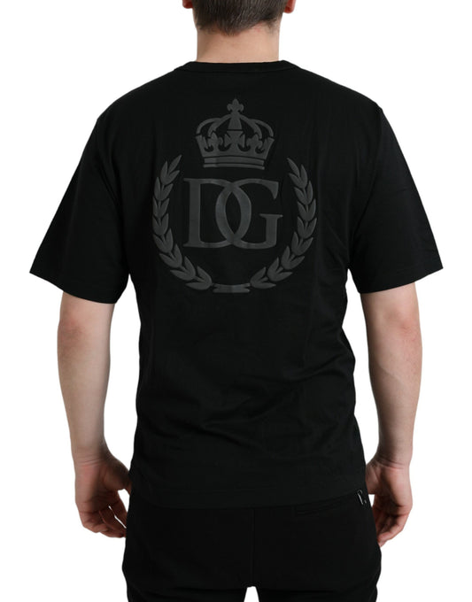 Black t-shirt with embroidered crown and letters