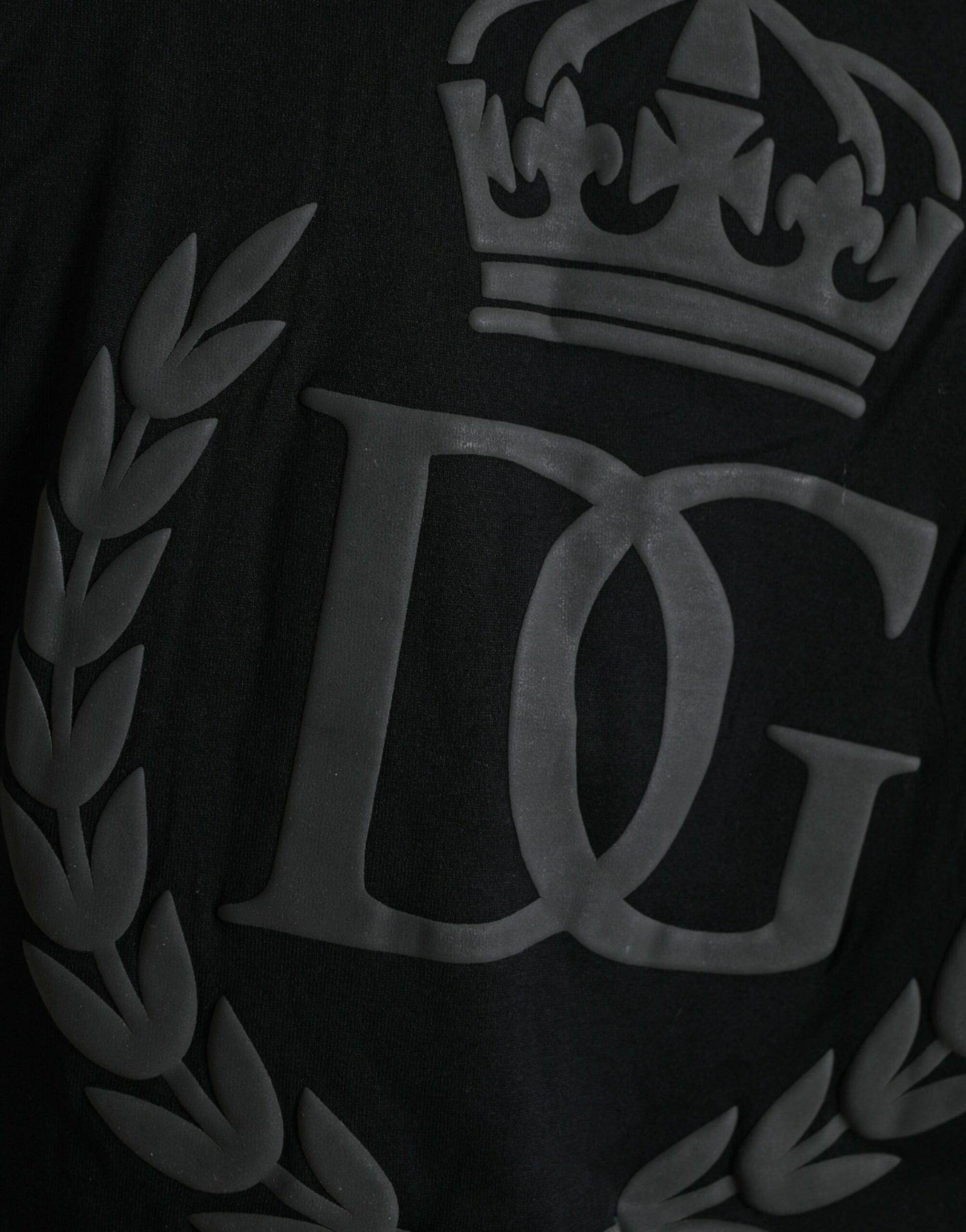 Black jacket with embroidered crown and letters