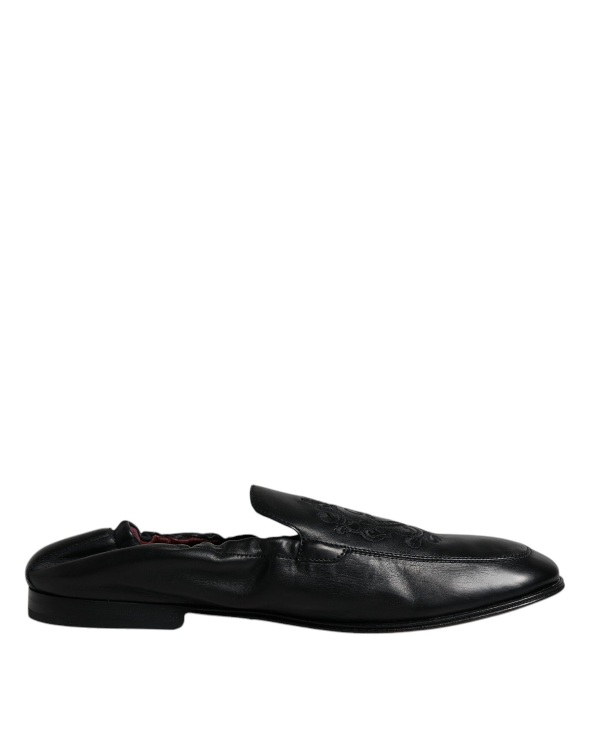 Black leather loafer shoe