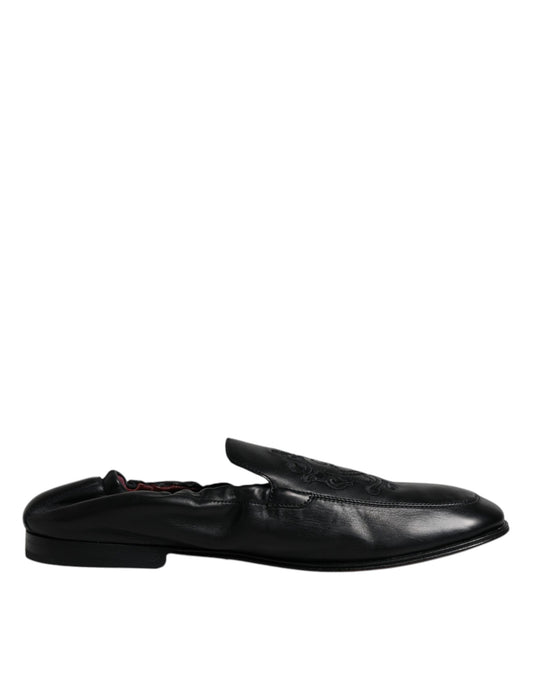 Black leather loafer shoe