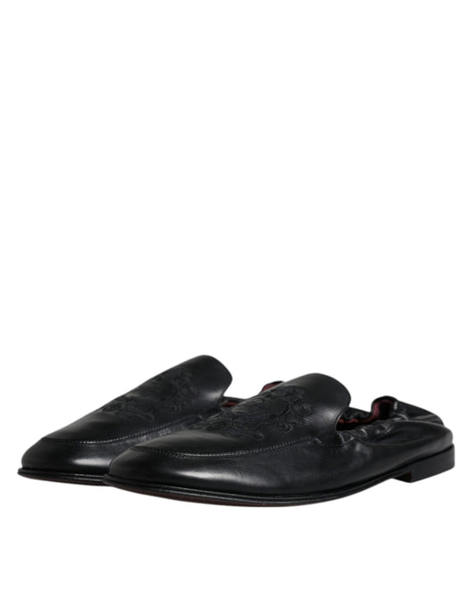 Pair of black leather shoes