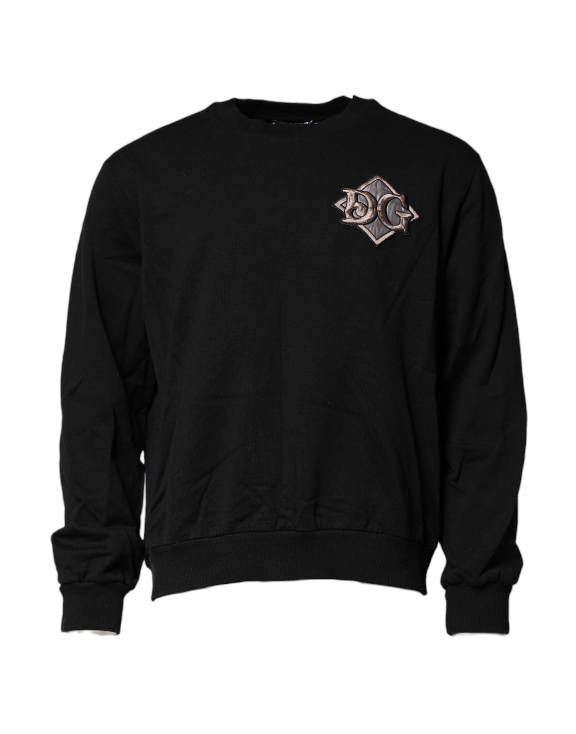 Black long sleeve sweatshirt with embroidered logo on front