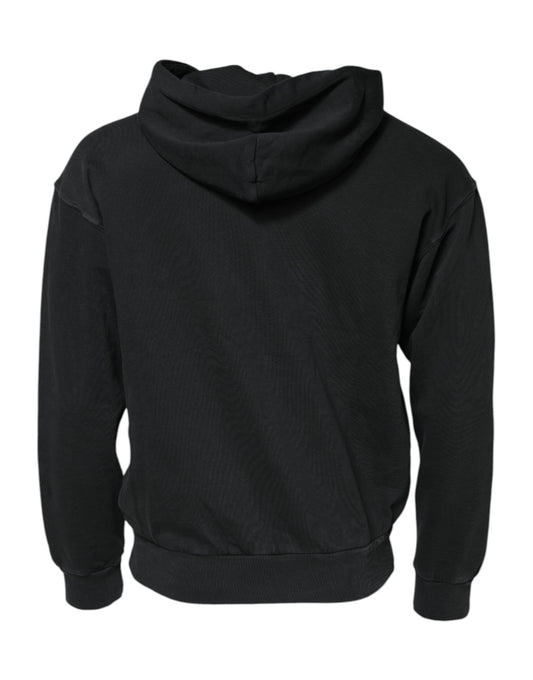 Black hoodie with white stripes on sleeves