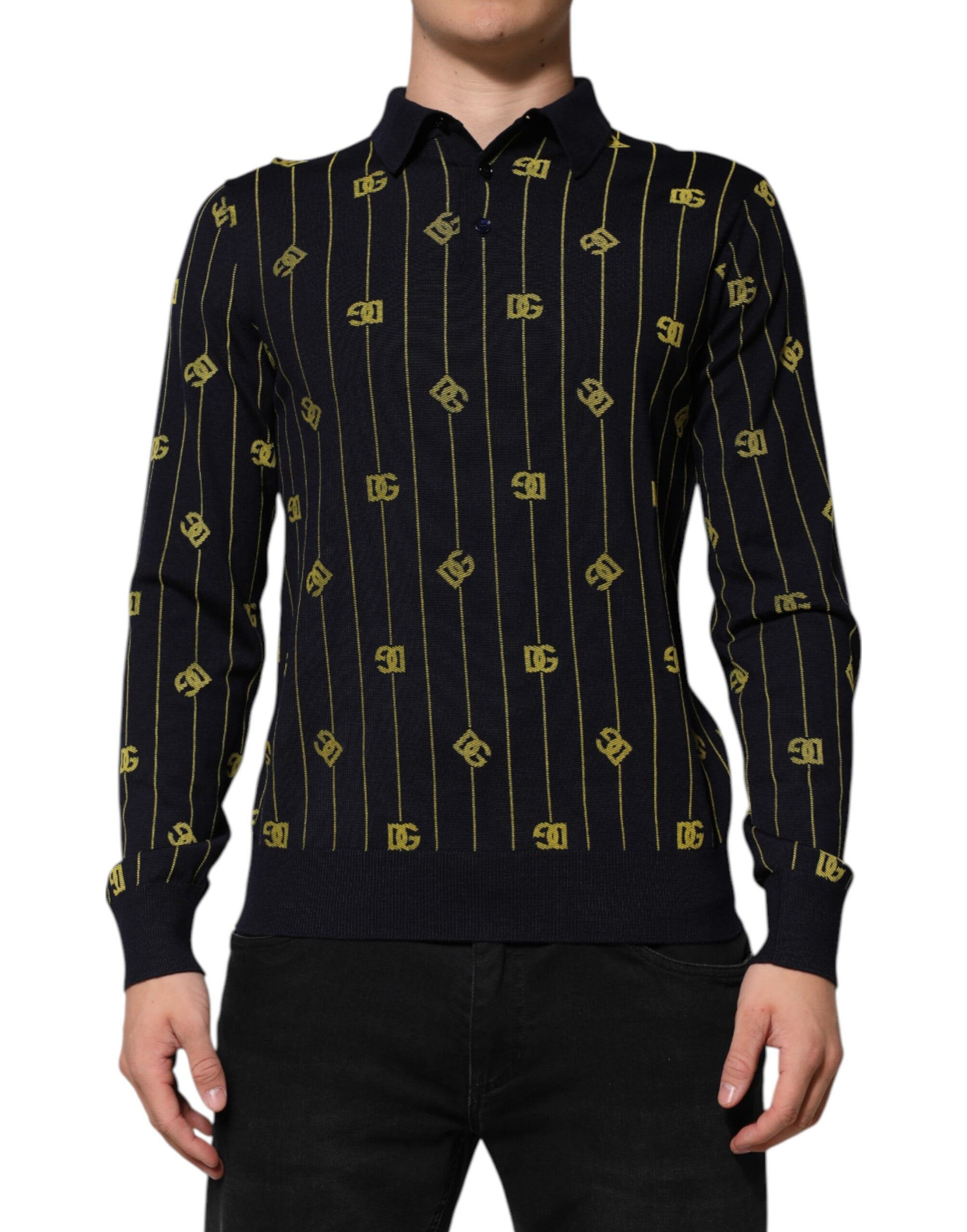 Men's sweater with gold patterned design
